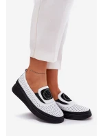 Dámské Kožené Mokasíny Na Platformě A Klínu Bílé model 21686687 - VINCEZA