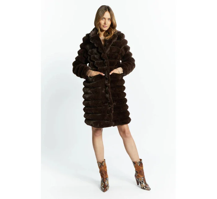 Dámský kabát prošívaný model 19139551 Tmavě hnědý - Monnari