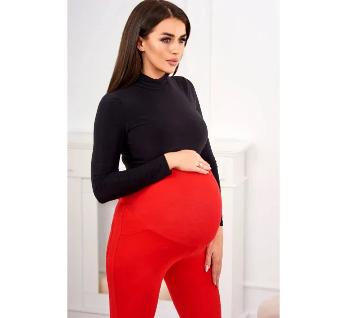 Dámske bavlnené tehotenské nohavice 19975 Červená - Kesi