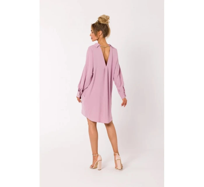 Dámské košilové šaty model 21066320 Pudr růžová - Moe