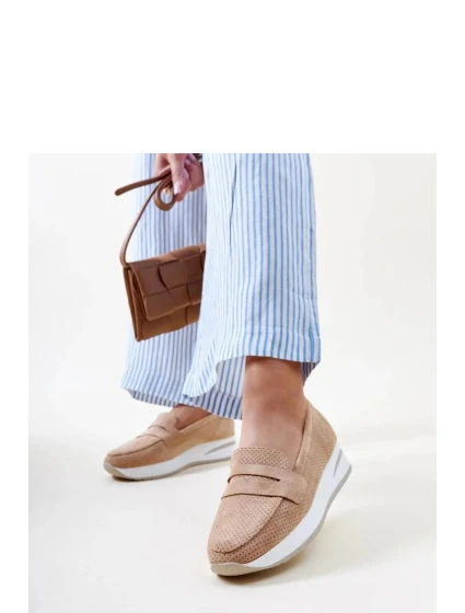 Dámske poltopánky 28906 Béžová s bielou - Flyfor Dámske poltopánky 28906 Béžová s bielou - Flyfor