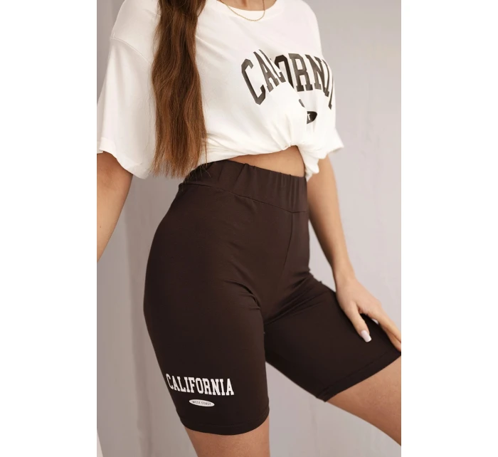 Dámská bavlněná souprava s model 21865116 a legínami s lampasem béžová - K-Fashion