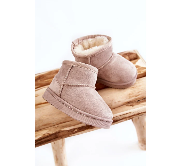 Dziecięce Ocieplane Botki Śniegowce Jasnobeżowe Gooby