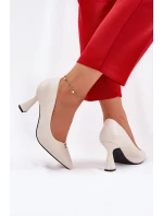 Eleganckie Czółenka Na Rozszerzanej Szpilce Vinceza 62222 Beżowe