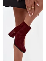 Botki Damskie Z Naturalnego Zamszu Na Słupku Ocieplane D&A CR52-718 Bordowe Botki Damskie Z Naturalnego Zamszu Na Słupku Ocieplane D&A CR52-718 Bordowe