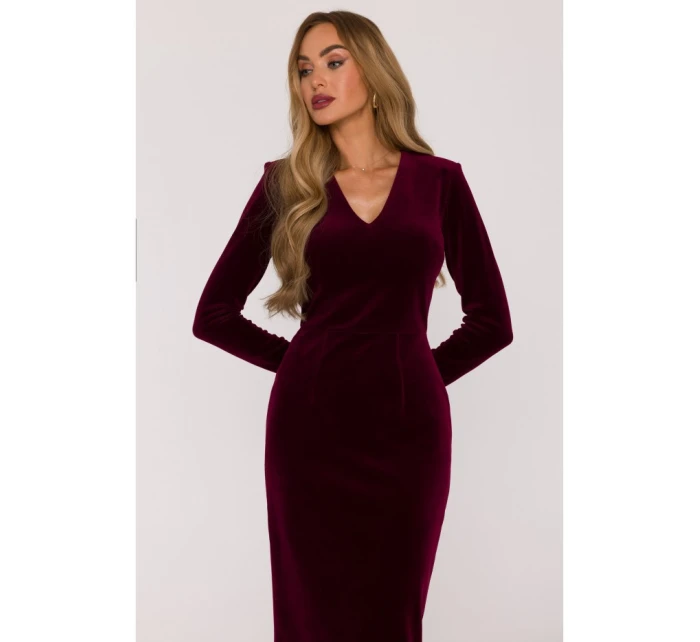 model 21874851 Sametové šaty na tělo bordó - Moe