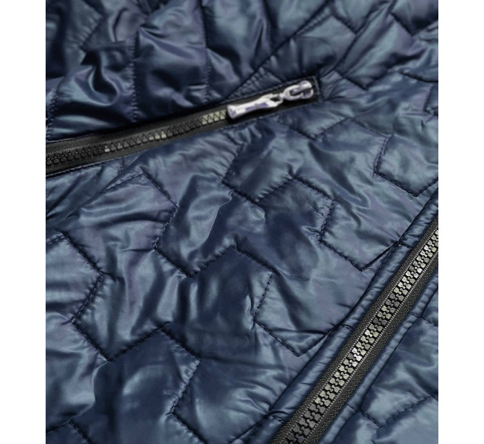 Tmavomodrá dámska bunda s prešívaním (BR0121)