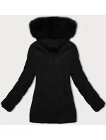 Černá dámská zimní plus size bunda s kapucí model 21248343 - S'WEST