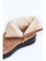 Śniegowce Damskie Ocieplane Beżowe Helis