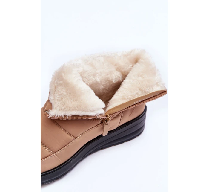 Śniegowce Damskie Ocieplane Beżowe Helis