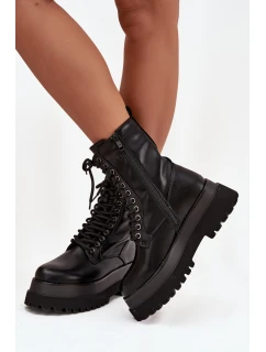 Dámské pracovní kotníky s podšívkou na masivní platformě černé Felisse