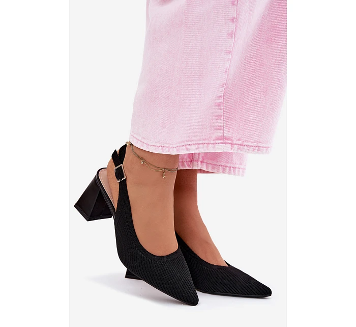 Materiálové Sandály na Podpatku Černé Elissea