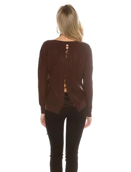 Trendy svetr model 20829253 se šňůrkami - Koucla