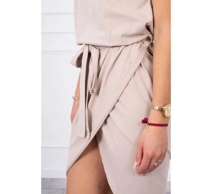 Šaty 8980 s prepletenou spodnou časťou béžové - Kesi