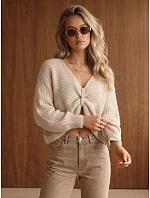 Sweter damski oversize z  beżowy model 22546912 - FashionStreet