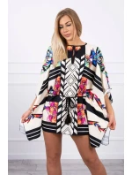 model 18746606 šaty s vázáním v pase ecru - K-Fashion