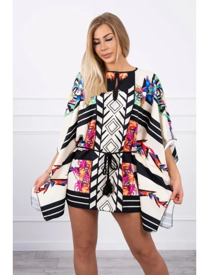 model 18746606 šaty s vázáním v pase ecru - K-Fashion