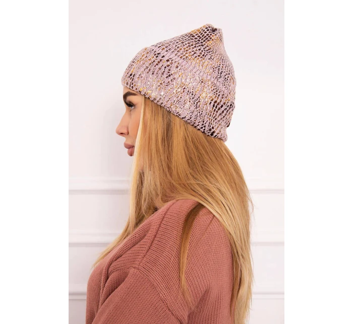Čiapka s mohérom Leopard K233 púdrovo ružová