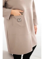 Dámské šaty Plus Size máslo s kapsou a rukávem 3/4 fango