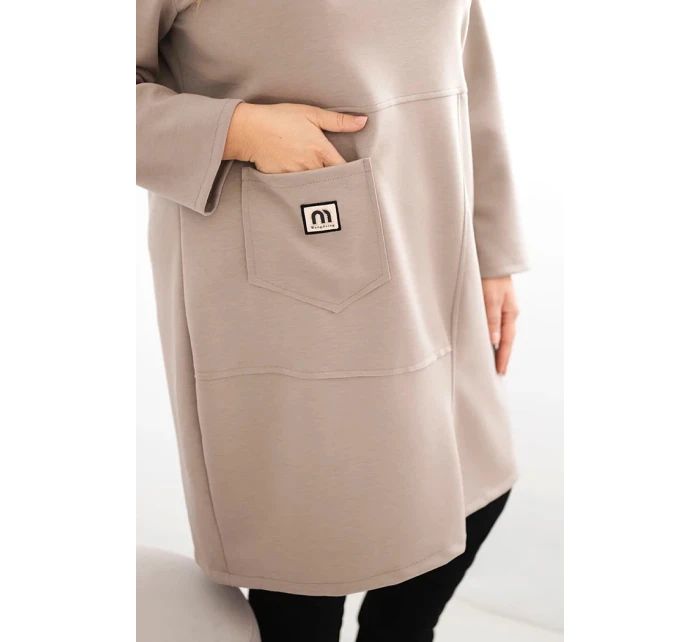 Dámské šaty Plus Size máslo s kapsou a rukávem 3/4 fango