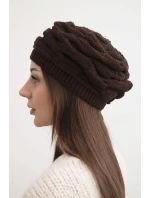 Dámská zimní čepice z vlny s ozdobným pletením a  hnědá model 21878089 - K-Fashion