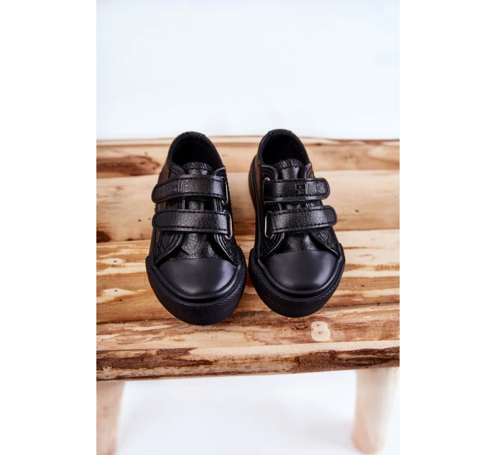 Dětské kožené tenisky na suchý zip BIG STAR model 21594872 Černá - Big Star Shoes