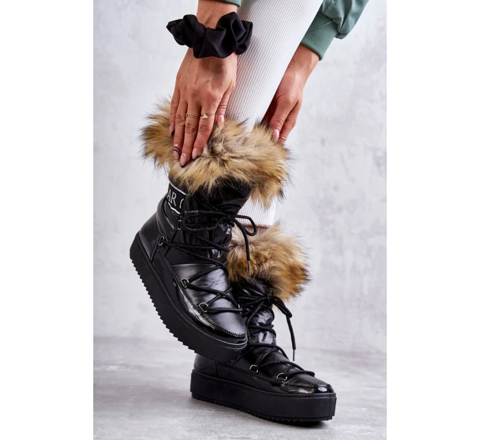 Dámské šněrovací boty do sněhu Černá model 21596340 - Boto Dámské šněrovací boty do sněhu Černá model 21596340 - Boto