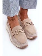 Damskie Zamszowe Mokasyny D&A TW210 Beżowe