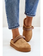 Damskie Kapcie Ocieplane Futerkiem Na Platformie Camel Azida Damskie Kapcie Ocieplane Futerkiem Na Platformie Camel Azida