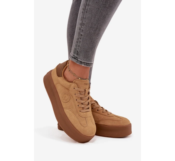 Sneakersy Damskie Na Platformie Big Star SS274762 Camel