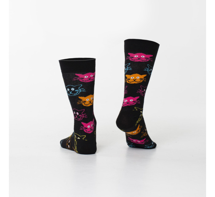 Pánske čierne ponožky s mačkami