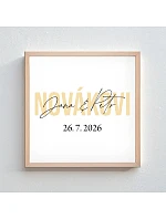 Personalizovaný magický fotoobraz v ráme - štvorec 20x20 - mená novomanželov Personalizovaný magický fotoobraz v ráme - štvorec 20x20 - mená novomanželov