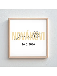 Personalizovaný magický fotoobraz v ráme - štvorec 20x20 - mená novomanželov