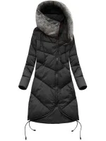 Černá dlouhá zimní bunda s kapucí model 21242956 - Libland