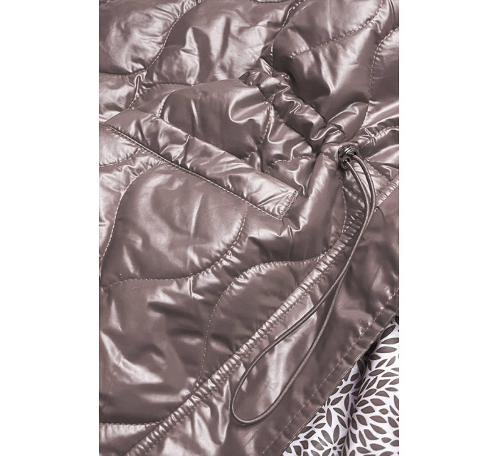 Dámska bunda vo farbe cappucino s ozdobnou podšívkou (BH2182)