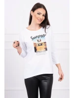 Halenka s potiskem Letní model 18744140 bílá - K-Fashion Halenka s potiskem Letní model 18744140 bílá - K-Fashion