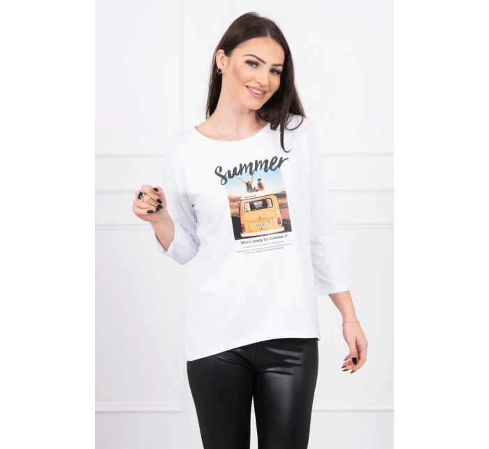 Halenka s potiskem Letní model 18744140 bílá - K-Fashion Halenka s potiskem Letní model 18744140 bílá - K-Fashion