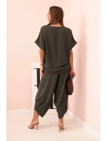 Viskózová blúzka + khaki nohavice
