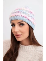 Dámska zimná čiapka s farebným vláknom a elastickou šnúrkou K352 modrá