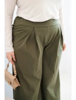 Dámské kalhoty Plus Size s širokými nohavicemi a model 21911620 khaki - K-Fashion