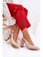 Wygodne Czółenka Na Słupku Sergio Leone SK162 Beżowe