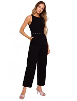 M679 Kombinéza bez rukávov s opaskom a sponou - čierna