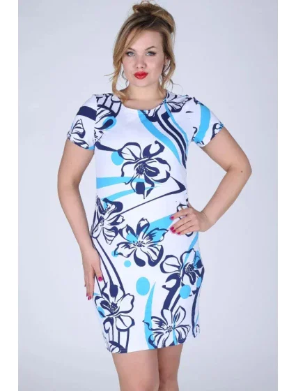 Dámské šaty i pro s květinovým vzorem v Modrá model 15042448 - EFECT Dámské šaty i pro s květinovým vzorem v Modrá model 15042448 - EFECT