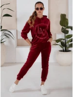 dámský velurový komplet bordó Dstreet model 21970209 - FashionStreet dámský velurový komplet bordó Dstreet model 21970209 - FashionStreet