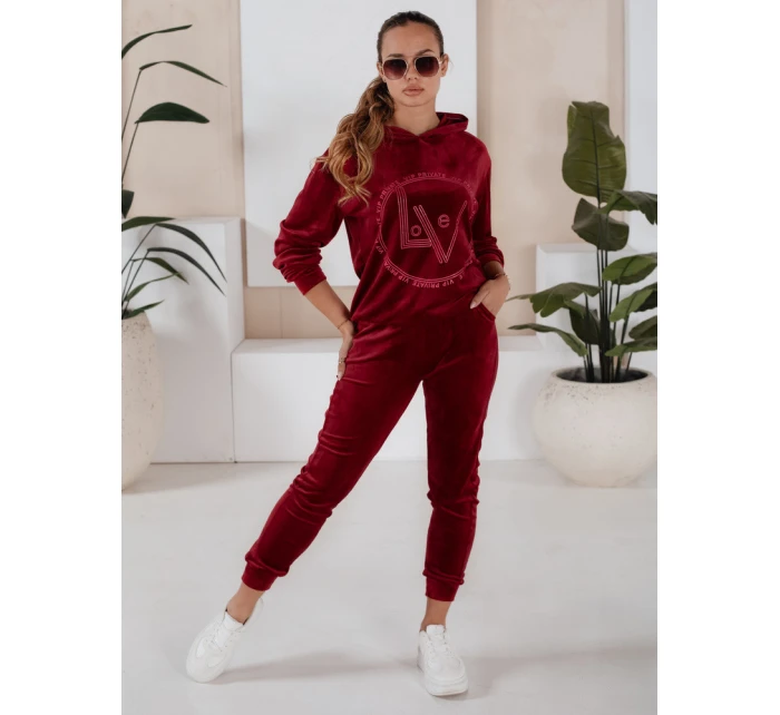 dámský velurový komplet bordó Dstreet model 21970209 - FashionStreet dámský velurový komplet bordó Dstreet model 21970209 - FashionStreet