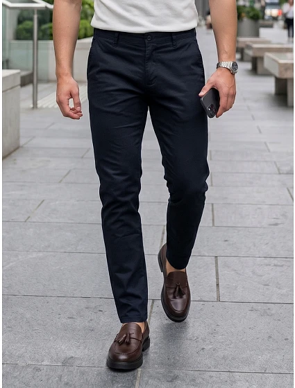 Pánske nohavice chinos navy blue FashionStreet UX4497 Pánske nohavice chinos navy blue FashionStreet UX4497