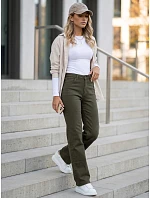 Dámske džínsy s pravidelným strihom a vysokým pásom, zelené, FashionStreet UY3093