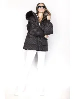 Čierna dámska prechodná bunda nadmernej veľkosti (ag6-27)