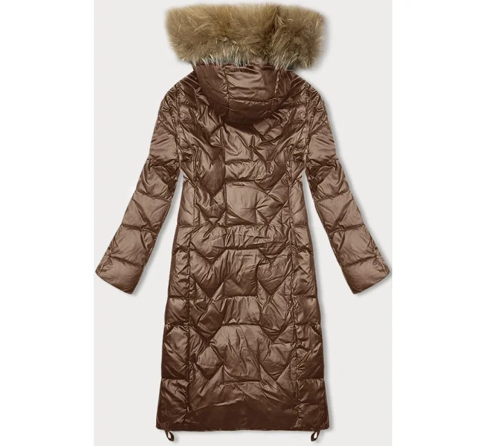 Dámska dlhá prešívaná bunda v ťavej farbe Glakate (LU-2203)