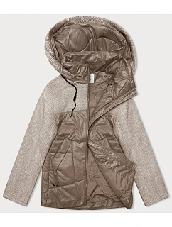 Voľná bunda s odnímateľnou kapucňou Vaston camel-melange (SJ218-036#)
